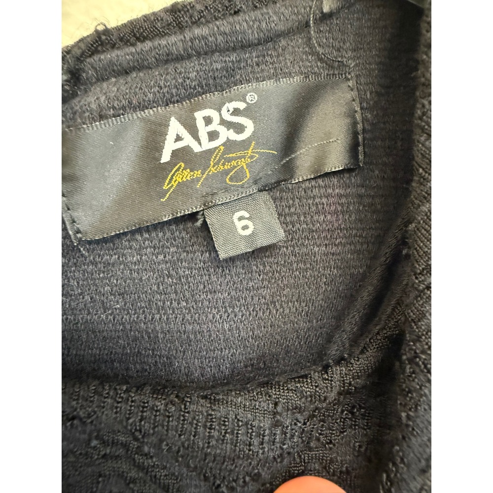 ABS Allen Schwartz Black Jacquard Cowl Neck Sheath Dress 6 3J19S92 Made in USA - Picture 2 of 7